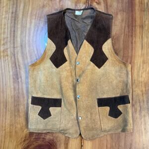 Vintage Ayala Men's Western Suede Vest Jacket 40 Snap Coat  SS12